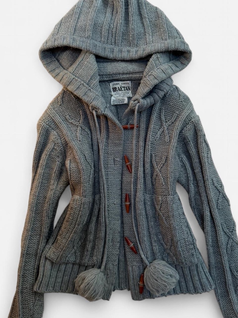 Abercrombie & Fitch Gray Knit Hooded Toggle Cardigan